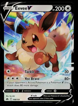 Pokemon Card - Eevee V Crown Zenith 108/159 Ultra Rare - Image 1