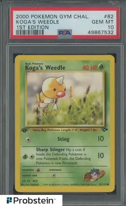 2000 Pokemon Gym Challenge 1st Edition #82 Koga's Weedle PSA 10 GEM - Image 1
