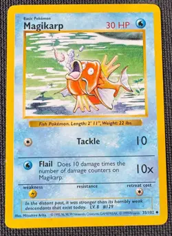 MAGIKARP 35/102 UNCOMMON BASE SET POKEMON SHADOWLESS MP - Image 1
