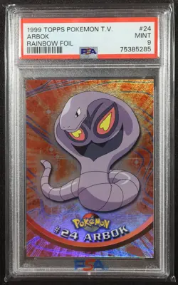 1999 Topps Pokemon TV Arbok #24 Rainbow Foil PSA 9 - Image 1