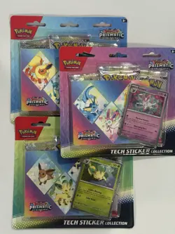 Pokemon TCG Prismatic Evolutions Tech Sticker Collection Set Lot Of 3 Sealed New - Image 2