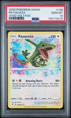 RAYQUAZA PSA 10 2020 POKEMON SWORD & SHIELD SWSH VIVID VOLTAGE #138/185 GEM 🔥 - Image 1