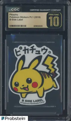 2018 Pokemon Stickers Pt. 1 B Side Label Pikachu CGC 10 PRISTINE - Image 1