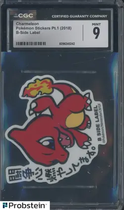 2018 Pokemon Stickers Pt. 1 B Side Label Charmeleon CGC 9 MINT - Image 1