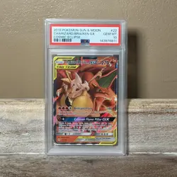 Pokemon TCG Sun & Moon Cosmic Eclipse Charizard & Braixen GX 22/236 PSA 10 Holo - Image 1