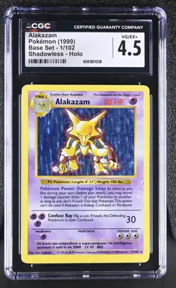 CGC 4.5 Alakazam 1999 Base Set 1/102 Shadowless Holo Pokemon Card - Image 1