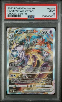 PSA 9 Mewtwo VSTAR GG44 SWSH Crown Zenith Pokemon 2023 Mint - Image 1