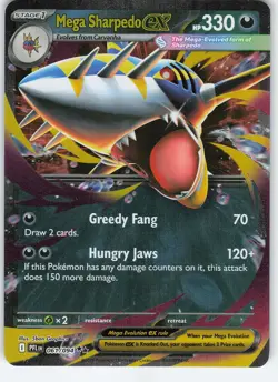 Mega Sharpedo ex - 061/094 Double Rare Holo ME02: Phantasmal Flames NM Pokemon - Image 1
