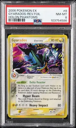 2006 POKEMON EX HOLON PHANTOMS #8 GYARADOS-REVERSE FOIL PSA 8 - Image 1