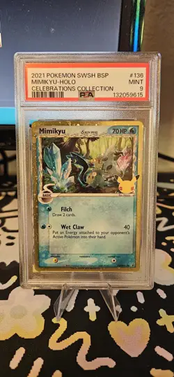 2021 Pokemon SWSH BSP Celebration Collection Holo Mimikyu PSA 9 #SWSH136 - Image 1