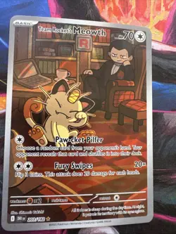 Pokemon TCG Team Rocket's Meowth 203/182 Destined Rivals Illustration Rare - Image 2