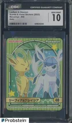 2023 Pokemon Scarlet & Violet Sticker Marumiya #40 Leafeon & Glaceon Holo CGC 10 - Image 1