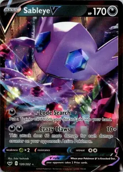 Sableye V 120/202 Ultra Rare Holo SWSH01 Pokemon TCG NM (SKU 1-4) - Image 1