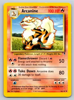 Arcanine Uncommon Legendary Collection 036/110 LP Pokemon TCG - Image 1