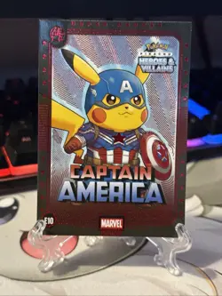 Captain America (Pikachu) #E10 Red Holo - Heros & Villains Flash Edition Pokemon - Image 2