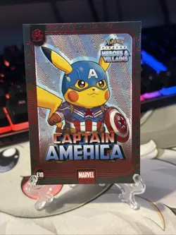 Captain America (Pikachu) #E10 Red Holo - Heros & Villains Flash Edition Pokemon - Image 3