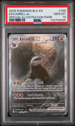 PSA 10 GEM Mint Excadrill ex 168 Special Illustration Rare - Pokemon BLK SV10.5 - Image 1