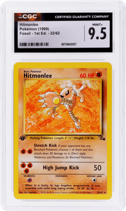 1999 Pokemon Fossil Hitmonlee 1st Edition #22 CGC 9.5 - Image 1