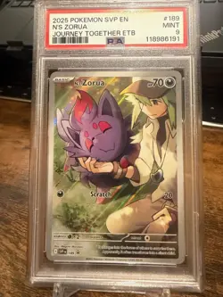2025 Pokemon SVP En Journey Together Black Star Promo #189 N's Zorua PSA 9 MINT - Image 1