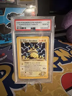 2000 Pokemon Gym Heroes Lt. Surge’s Electabuzz Holo PSA 10 GEM MT - Image 1