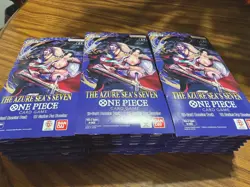 One Piece OP14 THE AZURE SEA’S SEVEN LOT OF 35 - Sleeved Booster Packs IN HAND - Image 1