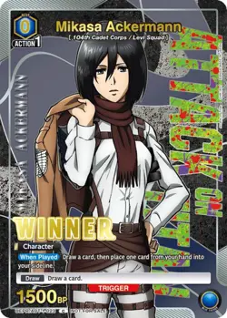 Mikasa Ackermann Alternate Art Winner Foil - UEPR /AOT-1-023 NM - Union Arena - Image 1