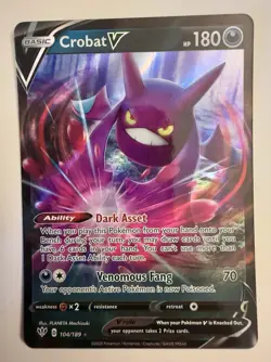 Pokemon Crobat V 104/189 Holo Rare SWSH: Sword & Shield Promo Cards - Image 1