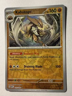 POKEMON KABUTOPS #141/165 RARE REVERSE HOLO NM CARD SCARLET & VIOLET 151 CARD - Image 1