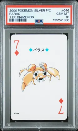 Paras 2000 Pokemon Japanese Silver Playing Card 7 of Diamonds #046 PSA 10 GEM MT - Image 1