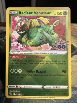 Pokemon Go Radiant Venusaur Holo TCG Card 004/078 NM Condition - Image 1
