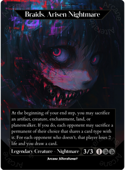 Braids, Arisen Nightmare - Full Art Altered Art Custom Proxy Cards - Image 1