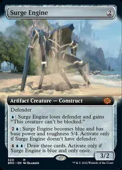 MTG Surge Engine - Foil - Extended Art, The Brothers' War, Lightly Played, Engli - Image 1