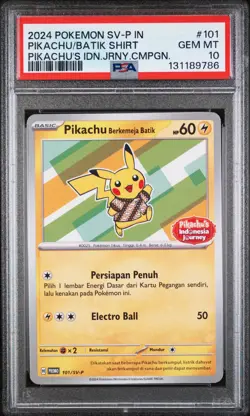 2024 Pokemon IND. SV-P PROMO #101 Pikachu/Batik Shirt - PSA 10 - Image 1