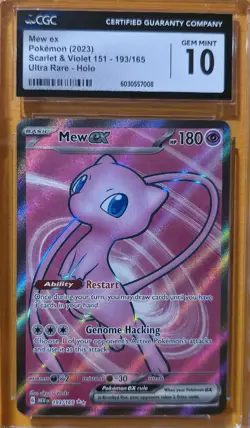 CGC 10 GEM MINT Mew ex 193/165 2023 Pokemon 151 Ultra Rare Holo Scarlet & Violet - Image 4