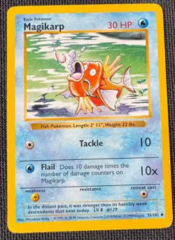 MAGIKARP 35/102 UNCOMMON BASE SET POKEMON SHADOWLESS MP - Image 1