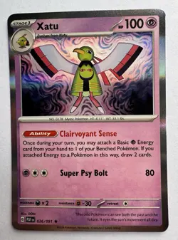 Xatu - 026/091 - Holo Rare - Paldean Fates Pokemon - Image 1