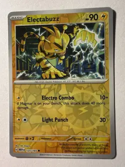 Electabuzz Reverse Holo Common SV: Scarlet & Violet 151 125/165 NM Pokemon - Image 1