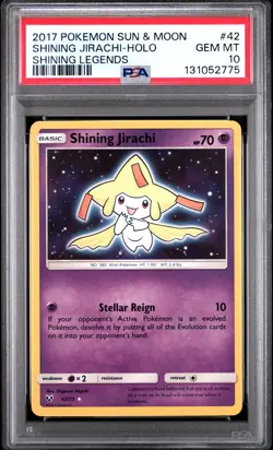 2017 POKEMON SUN & MOON SHINING LEGENDS #42 SHINING JIRACHI-HOLO PSA 10 - Image 1