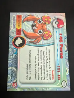 1999 Topps Pokemon TV #46 Paras Rainbow Foil Blue Logo Lp - Image 2