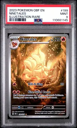Pokemon Ninetales Illustration Rare Obsidian Flames 199/197 Holo PSA 9 2023 - Image 1
