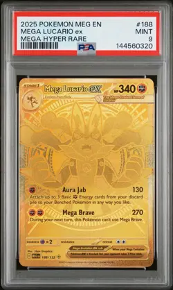 MEGA LUCARIO ex 2025 POKEMON MEG EN-MEGA EVOLUTION MEGA HYPER RARE #188 PSA 9 - Image 1