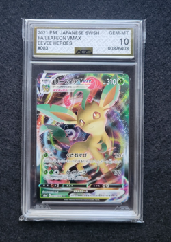POKEMON JAPANESE SWSH LEAFEON VMAX EEVEE HEROES #003 2021 Graded AGS 10 Gem Mint - Image 1