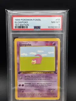 Pokemon Slowpoke Fossil 1st Edition PSA 8 Regular 55/62 TCG Card 1999 Eng - Image 1