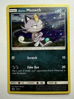 Alolan Meowth SM43 Sun & Moon Black Star Promo Holo Pokemon Card Near Mint - Image 1