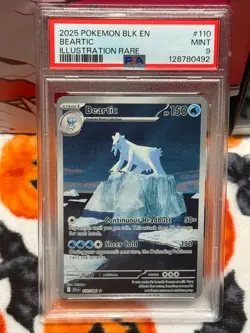 Pokemon Beartic TCG Full Art Illustration Rare Card 110/086 Black Bolt En PSA 9 - Image 2