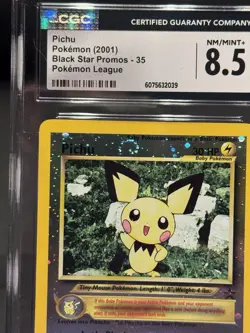 Pichu Reverse Holo Japanese Neo Premium File Pokemon Double Swirl CGC 8.5 ⚡🌀 - Image 2