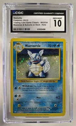 4066 Wartortle 2023 Pokemon Classic #002 Blastoise & Suicune ex Deck CGC 10 - Image 1