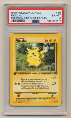 PSA 6 Pokemon Jungle 1st Edition W Stamp Duelist Promo Pikachu 60/64 EX/MT! - Image 1