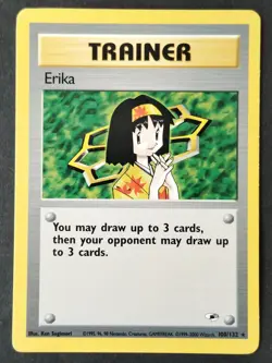 Erika 100/132 🔥Rare VINTAGE Gym Heroes Non-Holo WOTC Pokemon 1999-2000 (LP) - Image 1