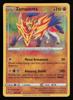Zamazenta 102/185 Pokemon SWSH04: Vivid Voltage Amazing Rare NM - Image 1